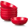 image:imagevicrays Ceramic Salad Bowls Set for Kitchen Serving  32 Ounce Soup Bowls Pasta Bowls Chip Resistant Dishwasher Microwave Safe Large Fluted stoneware Set of 6 RedScarlet Red