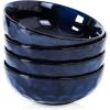 image:imagevicrays Ceramic Salad Bowls Set for Kitchen Serving  32 Ounce Soup Bowls Pasta Bowls Chip Resistant Dishwasher Microwave Safe Large Fluted stoneware Set of 4 BlueBlue