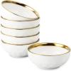 image:imagevicrays Ceramic Salad Bowls Set for Kitchen Serving  32 Ounce Soup Bowls Pasta Bowls Chip Resistant Dishwasher Microwave Safe Large Fluted stoneware Set of 6 RedWhite with Golden