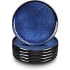 image:imagevicrays Ceramic Salad Plates Set  Porcelain 8 Inch Flat Dessert Appetizer Plate for Lunch Home Party Restaurant  Scratch Resistant Microwave Oven and Dishwasher Safe  Set of 6 BeigeBlue