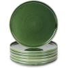 image:imagevicrays Ceramic Salad Plates Set  Porcelain 8 Inch Flat Dessert Appetizer Plate for Lunch Home Party Restaurant  Scratch Resistant Microwave Oven and Dishwasher Safe  Set of 6 BeigeGreen