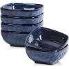 image:imagevicrays Ceramic Square Bowls Set  24 Ounce Soup Dessert Snack Bowls Stoneware Fluted Bowls Set for Kitchen Serving Chip Resistant Dishwasher Microwave Safe Set of 6 GreenStarry Blue