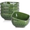 image:imagevicrays Ceramic Square Bowls Set  24 Ounce Soup Dessert Snack Bowls Stoneware Fluted Bowls Set for Kitchen Serving Chip Resistant Dishwasher Microwave Safe Set of 6 GreenGreen