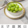 image:imagevicrays 18Piece Kitchen Dinnerware Set Ceramic Dinner Plates Salad Plates Bowls Set Coffee Mug Set Dishwasher Safe Not Microwave or Oven Safe Scratch Resistant Party  White with Golden
