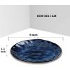 image:imagevicrays 18Piece Kitchen Dinnerware Set Ceramic Fluted Dinner Plates Salad Plates Bowls Set Microwave Oven and Dishwasher Safe Scratch Resistant Suitable for Home Party Restaurant Blue