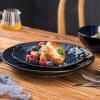 image:imagevicrays 18Piece Kitchen Dinnerware Set Ceramic Fluted Dinner Plates Salad Plates Bowls Set Microwave Oven and Dishwasher Safe Scratch Resistant Suitable for Home Party Restaurant Blue