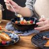 image:imagevicrays 18Piece Kitchen Dinnerware Set Ceramic Fluted Dinner Plates Salad Plates Bowls Set Microwave Oven and Dishwasher Safe Scratch Resistant Suitable for Home Party Restaurant Blue