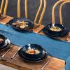 image:imagevicrays 18Piece Kitchen Dinnerware Set Ceramic Fluted Dinner Plates Salad Plates Bowls Set Microwave Oven and Dishwasher Safe Scratch Resistant Suitable for Home Party Restaurant Blue