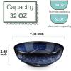 image:imagevicrays 18Piece Kitchen Dinnerware Set Ceramic Fluted Dinner Plates Salad Plates Bowls Set Microwave Oven and Dishwasher Safe Scratch Resistant Suitable for Home Party Restaurant Blue
