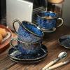 image:imagevicrays 65 oz Cappuccino Cups with Saucers Set of 4 Ceramic Coffee Cup for Au Lait Double shot Latte Cafe Mocha Tea Starry BlueBlue