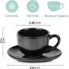image:imagevicrays 65 oz Cappuccino Cups with Saucers Set of 4 Ceramic Coffee Cup for Au Lait Double shot Latte Cafe Mocha Tea Starry BlueBright Black