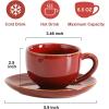 image:imagevicrays 65 oz Cappuccino Cups with Saucers Set of 4 Ceramic Coffee Cup for Au Lait Double shot Latte Cafe Mocha Tea Starry BlueCherry Red