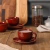 image:imagevicrays 65 oz Cappuccino Cups with Saucers Set of 4 Ceramic Coffee Cup for Au Lait Double shot Latte Cafe Mocha Tea Starry BlueCherry Red
