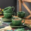 image:imagevicrays 65 oz Cappuccino Cups with Saucers Set of 4 Ceramic Coffee Cup for Au Lait Double shot Latte Cafe Mocha Tea Starry BlueGreen