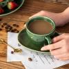image:imagevicrays 65 oz Cappuccino Cups with Saucers Set of 4 Ceramic Coffee Cup for Au Lait Double shot Latte Cafe Mocha Tea Starry BlueGreen