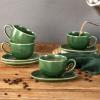 image:imagevicrays 65 oz Cappuccino Cups with Saucers Set of 4 Ceramic Coffee Cup for Au Lait Double shot Latte Cafe Mocha Tea Starry BlueGreen