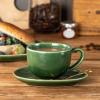 image:imagevicrays 65 oz Cappuccino Cups with Saucers Set of 4 Ceramic Coffee Cup for Au Lait Double shot Latte Cafe Mocha Tea Starry BlueGreen