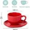 image:imagevicrays 65 oz Cappuccino Cups with Saucers Set of 4 Ceramic Coffee Cup for Au Lait Double shot Latte Cafe Mocha Tea Starry BlueScarlet Red