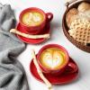 image:imagevicrays 65 oz Cappuccino Cups with Saucers Set of 4 Ceramic Coffee Cup for Au Lait Double shot Latte Cafe Mocha Tea Starry BlueScarlet Red