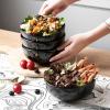 image:imagevicrays Ceramic Cereal Bowls  26 Ounce Porcelain Soup Salad Rice Dessert Cream Set  Chip Resistant Dishwasher Microwave Safe  Set of 6 BlueBlack