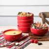 image:imagevicrays Ceramic Cereal Bowls  26 Ounce Porcelain Soup Salad Rice Dessert Cream Set  Chip Resistant Dishwasher Microwave Safe  Set of 6 BlueRed