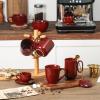 image:imagevicrays Ceramic Coffee Mug Set  18 Ounce Large Stoneware Mug for Men Women  Unique Glazed Porcelain Mugs with Handle for Coffee Latte Tea Milk Cocoa  Set of 4 GreenCherry Red