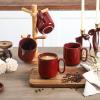 image:imagevicrays Ceramic Coffee Mug Set  18 Ounce Large Stoneware Mug for Men Women  Unique Glazed Porcelain Mugs with Handle for Coffee Latte Tea Milk Cocoa  Set of 4 GreenCherry Red