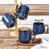image:imagevicrays Ceramic Coffee Mug Set  18 Ounce Large Stoneware Mug for Men Women  Unique Glazed Porcelain Mugs with Handle for Coffee Latte Tea Milk Cocoa  Set of 4 GreenStarry Blue