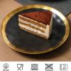 image:imagevicrays Ceramic Dessert Salad Plates 8 Inch Microwave Oven and Dishwasher Safe Round Porcelain Fluted Suitable for Snacks Appetizer Home Party Restaurant  Set of 6 RedBlack with Golden