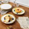 image:imagevicrays Ceramic Dessert Salad Plates 8 Inch Microwave Oven and Dishwasher Safe Round Porcelain Fluted Suitable for Snacks Appetizer Home Party Restaurant  Set of 6 RedWhite with Golden