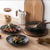 image:imagevicrays Ceramic Dessert Salad Plates 8 Inch Microwave Oven and Dishwasher Safe Round Porcelain Fluted Suitable for Snacks Appetizer Home Party Restaurant  Set of 6 RedBlack