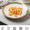 image:imagevicrays Ceramic Dessert Salad Plates 8 Inch Microwave Oven and Dishwasher Safe Round Porcelain Fluted Suitable for Snacks Appetizer Home Party Restaurant  Set of 6 RedWhite with Golden