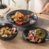 image:imagevicrays Ceramic Dessert Salad Plates 8 Inch Microwave Oven and Dishwasher Safe Round Porcelain Fluted Suitable for Snacks Appetizer Home Party Restaurant  Set of 6 RedBlack