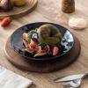 image:imagevicrays Ceramic Dessert Salad Plates 8 Inch Microwave Oven and Dishwasher Safe Round Porcelain Fluted Suitable for Snacks Appetizer Home Party Restaurant  Set of 6 RedBlack