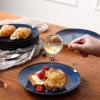 image:imagevicrays Ceramic Dessert Salad Plates 8 Inch Microwave Oven and Dishwasher Safe Round Porcelain Fluted Suitable for Snacks Appetizer Home Party Restaurant  Set of 6 RedShallow Blue