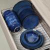 image:imagevicrays Ceramic Dessert Salad Plates 8 Inch Microwave Oven and Dishwasher Safe Round Porcelain Fluted Suitable for Snacks Appetizer Home Party Restaurant  Set of 6 RedShallow Blue