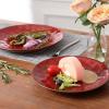 image:imagevicrays Ceramic Dessert Salad Plates 8 Inch Microwave Oven and Dishwasher Safe Round Porcelain Fluted Suitable for Snacks Appetizer Home Party Restaurant  Set of 6 RedCherry Red