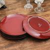 image:imagevicrays Ceramic Dessert Salad Plates 8 Inch Microwave Oven and Dishwasher Safe Round Porcelain Fluted Suitable for Snacks Appetizer Home Party Restaurant  Set of 6 RedShallow Cherry Red