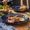 image:imagevicrays Ceramic Dessert Salad Plates 8 Inch Set of 4 Round Microwave Oven and Dishwasher Safe Scratch Resistant Porcelain Fluted Suitable for Snacks Appetizer Home Restaurant BlueBlue