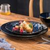 image:imagevicrays Ceramic Dessert Salad Plates 8 Inch Set of 4 Round Microwave Oven and Dishwasher Safe Scratch Resistant Porcelain Fluted Suitable for Snacks Appetizer Home Restaurant BlueBlue