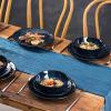 image:imagevicrays Ceramic Dessert Salad Plates 8 Inch Set of 4 Round Microwave Oven and Dishwasher Safe Scratch Resistant Porcelain Fluted Suitable for Snacks Appetizer Home Restaurant BlueBlue