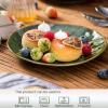 image:imagevicrays Ceramic Dessert Salad Plates 8 Inch Set of 4 Round Microwave Oven and Dishwasher Safe Scratch Resistant Porcelain Fluted Suitable for Snacks Appetizer Home Restaurant BlueGreen