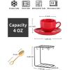 image:imagevicrays Ceramic Espresso Coffee Cups Set 4 oz Porcelain Espresso Cups with Saucers Spoons and Metal Stand for Tea Cafe Cappuccino Latte  Set of 6  BlueRed