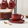 image:imagevicrays Ceramic Espresso Coffee Cups Set 4 oz Porcelain Espresso Cups with Saucers Spoons and Metal Stand for Tea Cafe Cappuccino Latte  Set of 6  BlueCherry Red