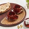 image:imagevicrays Ceramic Espresso Coffee Cups Set 4 oz Porcelain Espresso Cups with Saucers Spoons and Metal Stand for Tea Cafe Cappuccino Latte  Set of 6  BlueCherry Red