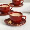 image:imagevicrays Ceramic Espresso Coffee Cups Set 4 oz Porcelain Espresso Cups with Saucers Spoons and Metal Stand for Tea Cafe Cappuccino Latte  Set of 6  BlueCherry Red