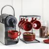 image:imagevicrays Ceramic Espresso Coffee Cups Set 4 oz Porcelain Espresso Cups with Saucers Spoons and Metal Stand for Tea Cafe Cappuccino Latte  Set of 6  BlueCherry Red