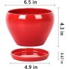 image:imagevicrays Ceramic Plant Pots Indoor  65 Inch Planter Pot with Drainage Hole and Saucer for Succulent Orchid Flower Herbs Cactus  Ideal for Gardening Home Desktop Office Decor  RedRed