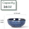image:imagevicrays Ceramic Salad Bowls Set for Kitchen Serving  26 Ounce Soup Bowls Pasta Bowls Chip Resistant Dishwasher Microwave Safe Large Fluted stoneware Set of 6 GreenBlue