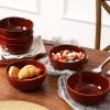 image:imagevicrays Ceramic Salad Bowls Set for Kitchen Serving  26 Ounce Soup Bowls Pasta Bowls Chip Resistant Dishwasher Microwave Safe Large Fluted stoneware Set of 6 GreenCherry Red